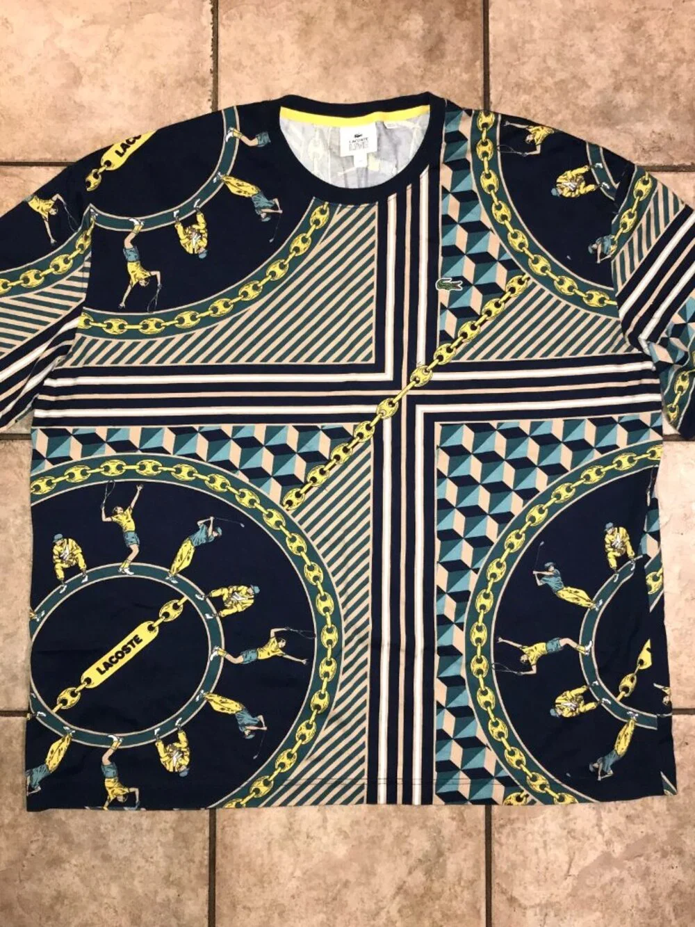 Men's Vintage Lacoste Live Scarf Shirt & Shorts Set-Golf, Tennis, Chains-Size 2X